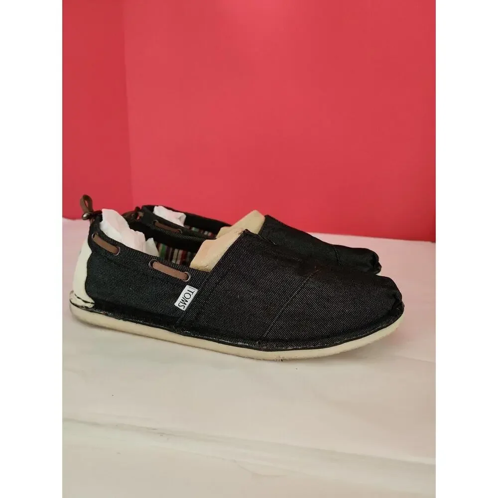 TOMS Men Denim Bimini Canvas Shoes, Size 9M, black Slip On